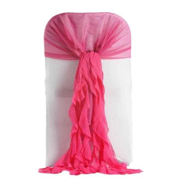 1 Set Fuchsia Chiffon Hoods With Ruffles Willow 250 Chair Sashes - Picture 3 of 3